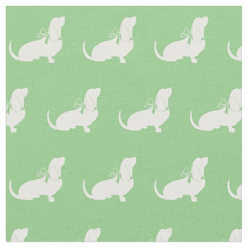 Basset Hound Dog Silhouette Pet Sage Green Fabric