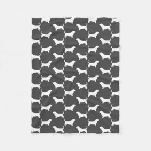 Basset Hound Dog Silhouettes Pattern Grey Fleece Blanket