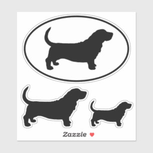 Basset Hound Dog Silhouettes Vinyl Sticker Set