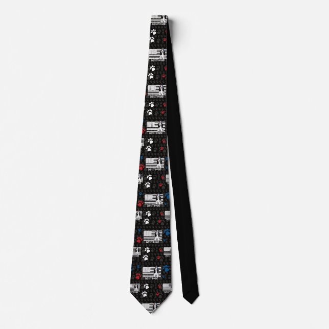 Basset Hound Dog Sunglasses American Flag Neck Tie (Front)