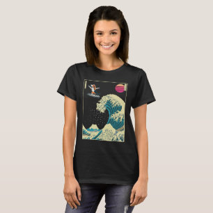 Basset Hound Dog Surfing on a Kanagawa Wave T-Shirt