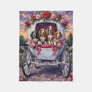 Basset Hound Dog Valentine's Day  Fleece Blanket
