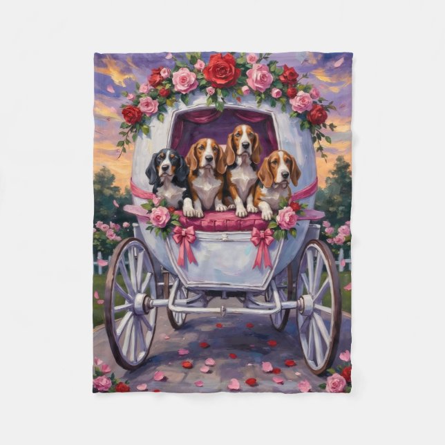 Basset Hound Dog Valentine's Day  Fleece Blanket (Front)