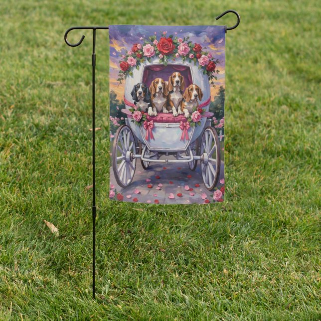 Basset Hound Dog Valentine's Day  Garden Flag (In SItu)