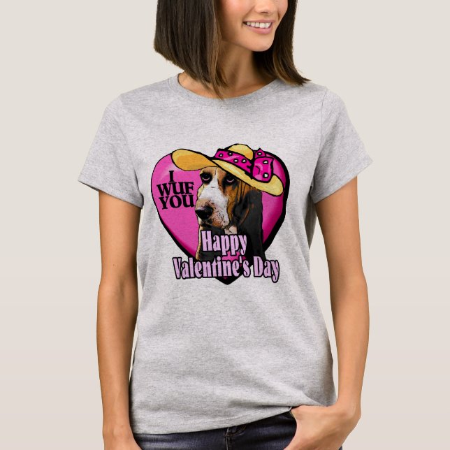 Basset Hound Dog Valentines Day T-shirt (Front)