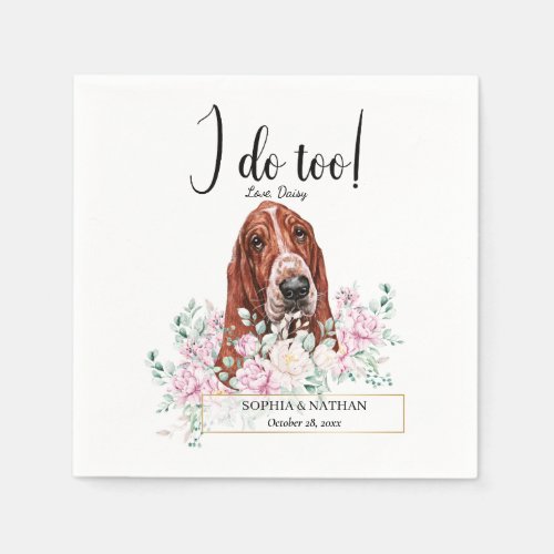 Basset Hound Dog Wedding Cocktail Napkins