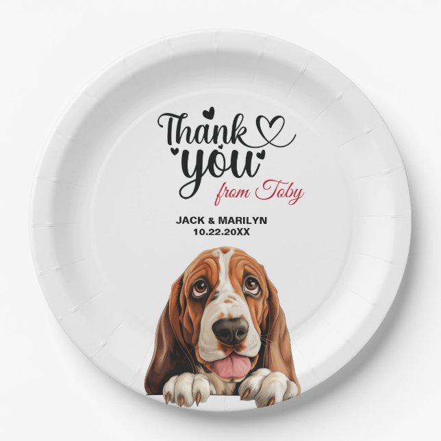 Basset Hound Dog Wedding Cocktail Paper Plates (Front)