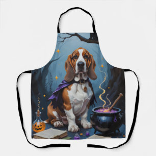 Basset Hound Dog Whimsical Halloween Painting Apron