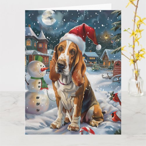 Basset Hound Dog Winter Wonderland Christmas Joy Card