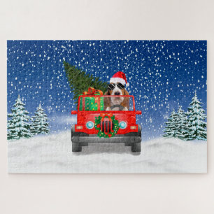 Basset Hound dog with Christmas gifts Jigsaw Puzzle