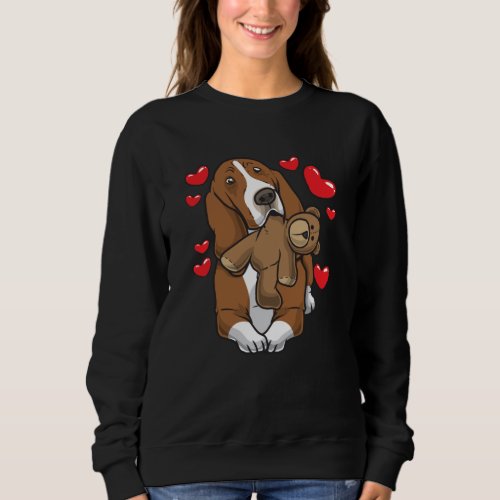 Basset Hound Dog with stuffed animal and hearts Sweatshirt