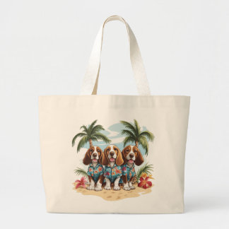 Basset Hound Dogs Hawaiian Shirts Large Tote Bag