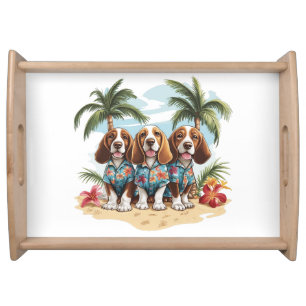 Basset Hound Dogs Hawaiian Shirts Serving Tray