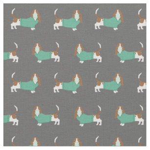 Basset Hound dogs in scrubs grey Fabric