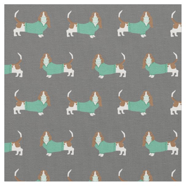 Basset Hound dog navy blue Fabric Zazzle
