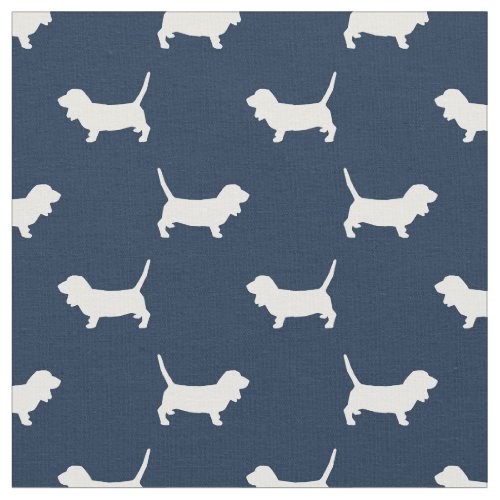 Basset Hound dogs navy blue silhouette Fabric