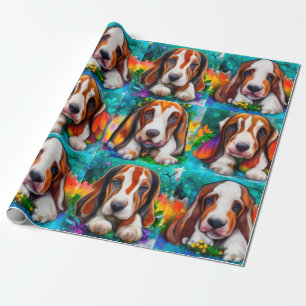 Basset hound dogs pattern Wrapping Paper