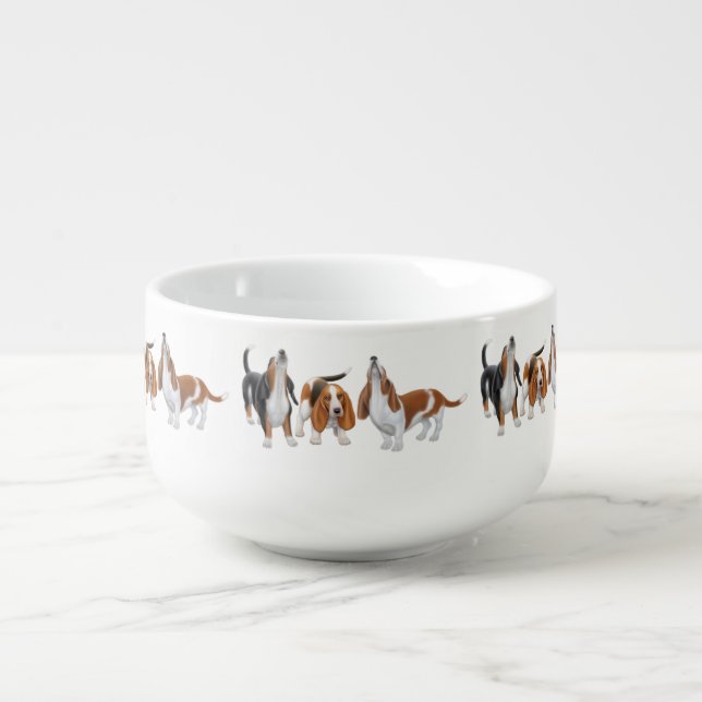 Basset Hound Dogs Soup Mug (Front)