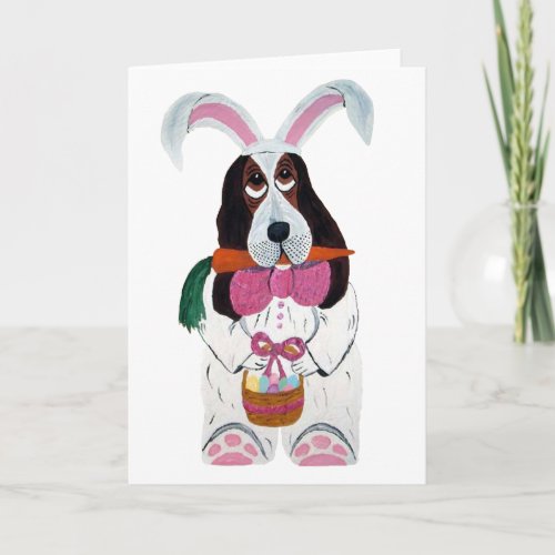 Basset Hound Easter Bunny Holiday Card