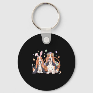 Basset hound easter egg basket flower crown puppy  keychain