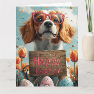 Basset Hound Easter Eggs Card