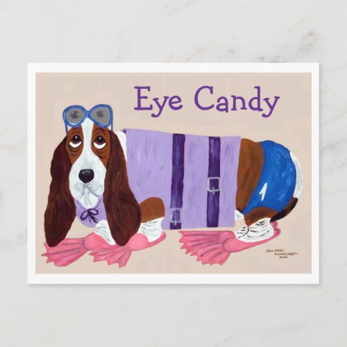 Basset Hound Eye Candy  Holiday Postcard