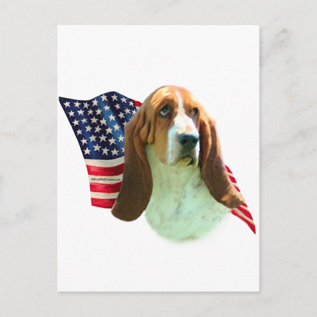 Basset Hound Flag Postcard (Front)