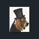 Basset Hound, Formal Hound and Hat Canvas Print<br><div class="desc">Basset Hound,  Formal Hound and Hat by FabFunky. Features a dapper basset hound wearing a fun tophat and monocle. | 191410D</div>