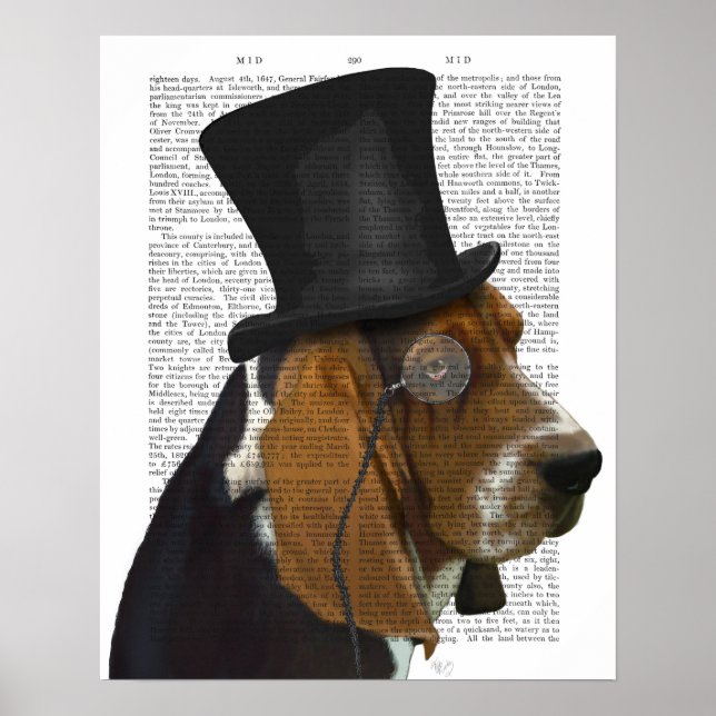 Basset Hound, Formal Hound and Hat Poster (Front)