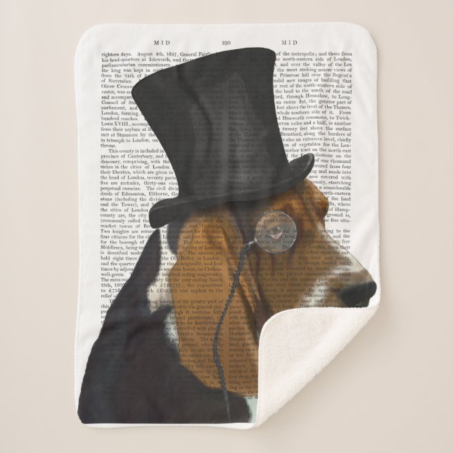 Basset Hound, Formal Hound and Hat Sherpa Blanket (Front)