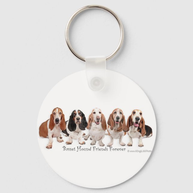 Basset Hound Friends Forever Keychain (Front)
