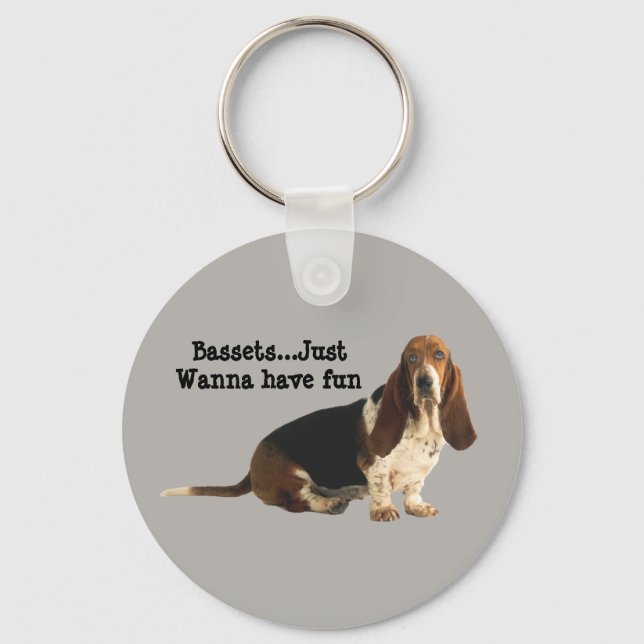 Basset Hound Fun Loving Keychain (Front)