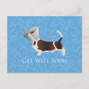 Basset Hound Get Well Soon Design Postcard
