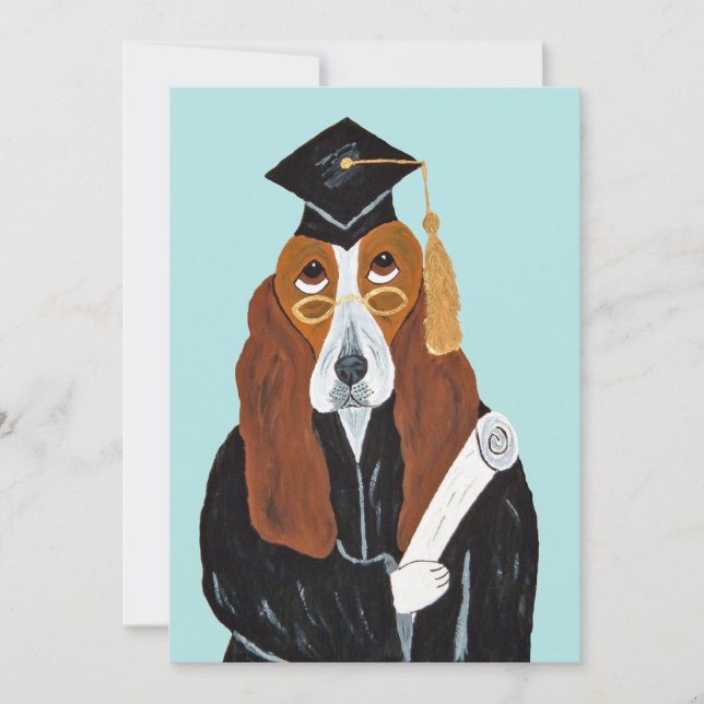 Basset Hound Graduate Invitation (Front)
