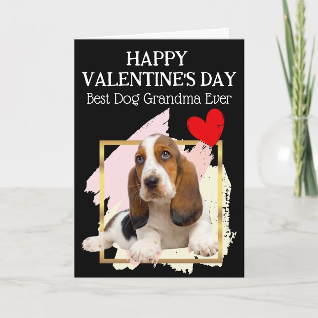 Basset Hound Grandma Custom Valentine's Day Card (Front)