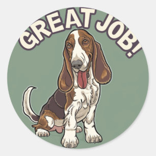 Basset Hound Great Job Teacher Reward Classic Round Sticker