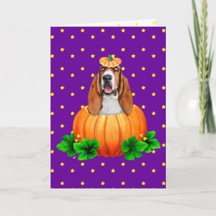 Basset Hound Halloween Jack-O-Lantern Card