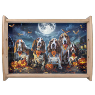Basset Hound Halloween Spooky Serving Tray