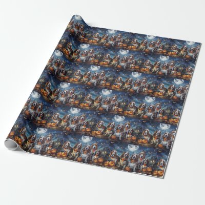 Basset Hound Halloween Spooky Wrapping Paper
