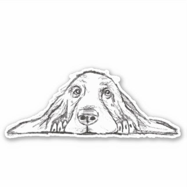 basset hound hand drawn black white simple sticker (Front)