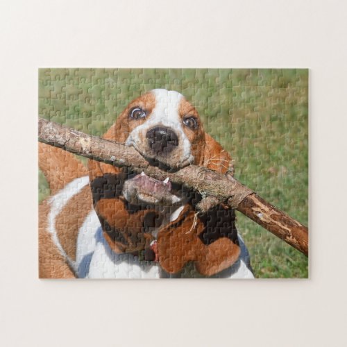 Basset Hound Happiness Is A Stick Jigsaw Puzzle