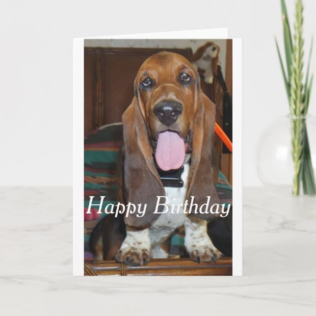 Basset hound Happy Birthday card (Front)