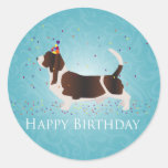 Basset Hound Happy Birthday Design Classic Round Sticker