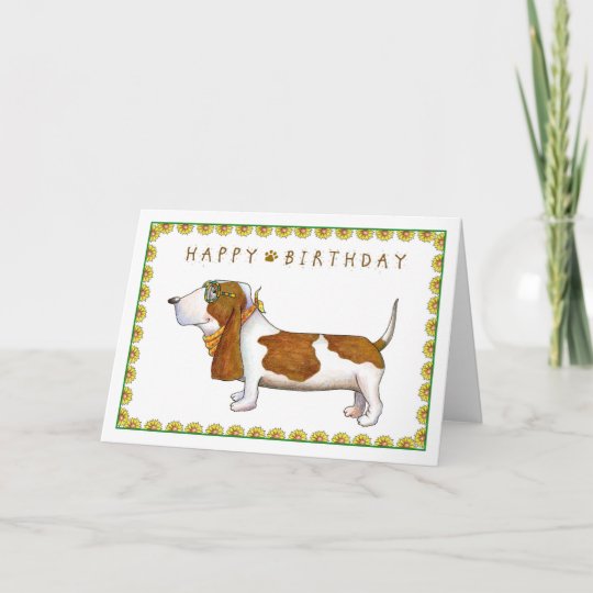 Basset Hound Happy Birthday Greeting Card