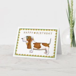 Basset Hound Happy Birthday Greeting Card