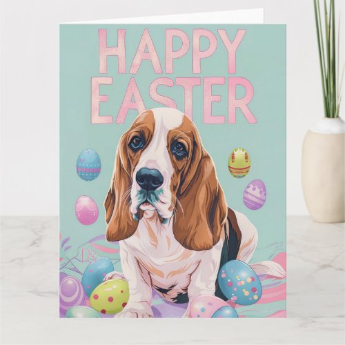 Basset Hound Happy Easter Card