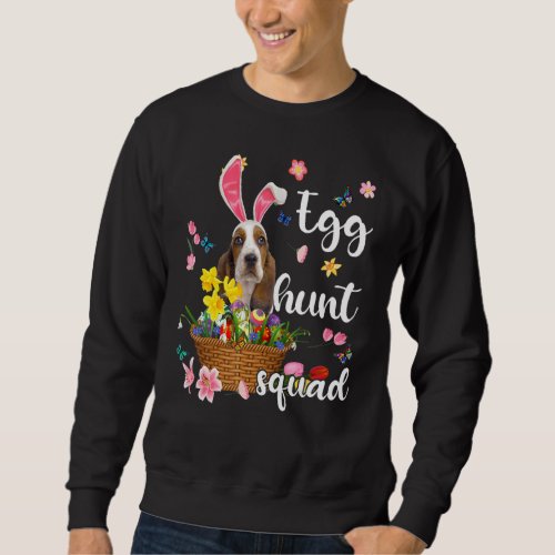 Basset Hound Happy Easter Day Easter Colorful Egg  Sweatshirt