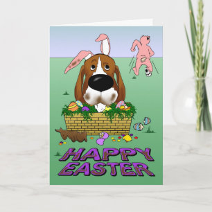 Basset Hound Happy Easter Holiday Card