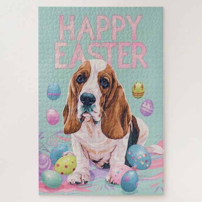 Basset Hound Happy Easter Jigsaw Puzzle (Vertical)
