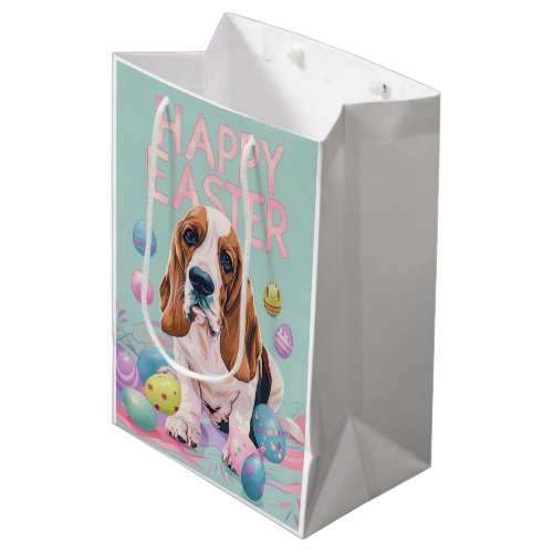 Basset Hound Happy Easter Medium Gift Bag